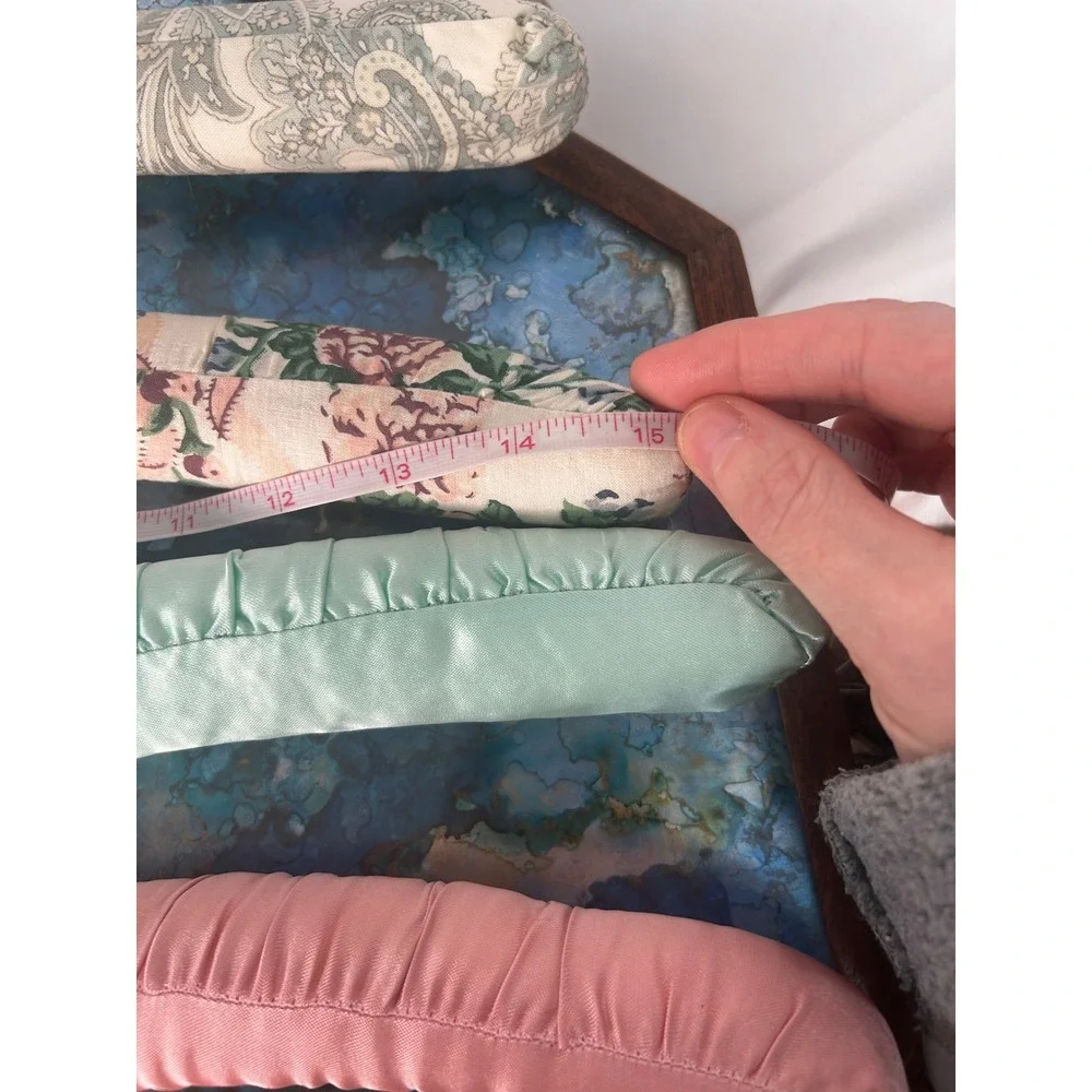 Vintage Satin Padded Clothes Hangers Set of 5 Pastel Fabric Garment Hangers